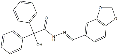 N'-(1,3-benzodioxol-5-ylmethylene)-2-hydroxy-2,2-diphenylacetohydrazide Struktur