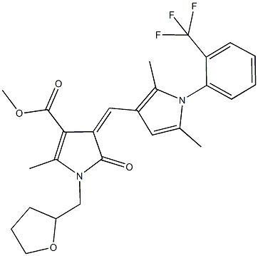 methyl 4-({2,5-dimethyl-1-[2-(trifluoromethyl)phenyl]-1H-pyrrol-3-yl}methylene)-2-methyl-5-oxo-1-(tetrahydro-2-furanylmethyl)-4,5-dihydro-1H-pyrrole-3-carboxylate Struktur