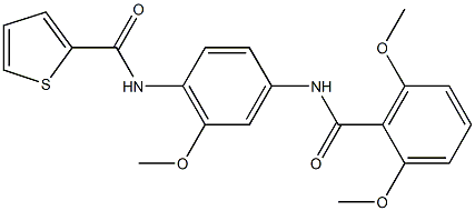 N-{4-[(2,6-dimethoxybenzoyl)amino]-2-methoxyphenyl}-2-thiophenecarboxamide Struktur