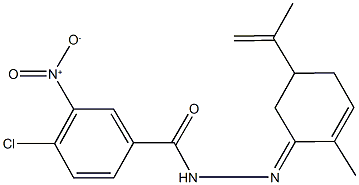 4-chloro-3-nitro-N'-(5-isopropenyl-2-methyl-2-cyclohexen-1-ylidene)benzohydrazide Struktur