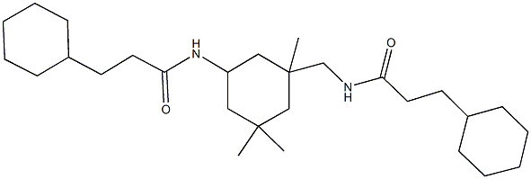 3-cyclohexyl-N-(3-{[(3-cyclohexylpropanoyl)amino]methyl}-3,5,5-trimethylcyclohexyl)propanamide Struktur