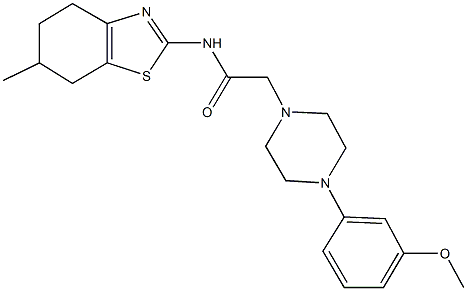 2-[4-(3-methoxyphenyl)-1-piperazinyl]-N-(6-methyl-4,5,6,7-tetrahydro-1,3-benzothiazol-2-yl)acetamide Struktur