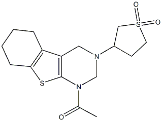 1-acetyl-3-(1,1-dioxidotetrahydro-3-thienyl)-1,2,3,4,5,6,7,8-octahydro[1]benzothieno[2,3-d]pyrimidine Struktur