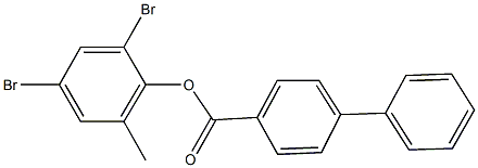 2,4-dibromo-6-methylphenyl [1,1'-biphenyl]-4-carboxylate Struktur