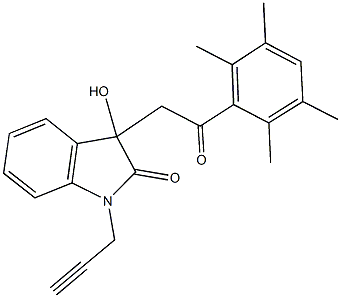 3-hydroxy-3-[2-oxo-2-(2,3,5,6-tetramethylphenyl)ethyl]-1-(2-propynyl)-1,3-dihydro-2H-indol-2-one Struktur