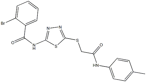 2-bromo-N-(5-{[2-oxo-2-(4-toluidino)ethyl]sulfanyl}-1,3,4-thiadiazol-2-yl)benzamide Struktur