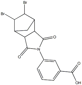 3-(8,9-dibromo-3,5-dioxo-4-azatricyclo[5.2.1.0~2,6~]dec-4-yl)benzoic acid Struktur