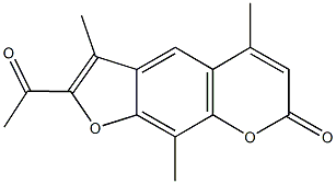 2-acetyl-3,5,9-trimethyl-7H-furo[3,2-g]chromen-7-one Struktur