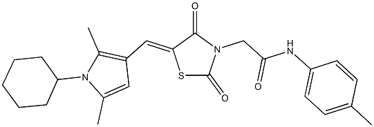 2-{5-[(1-cyclohexyl-2,5-dimethyl-1H-pyrrol-3-yl)methylene]-2,4-dioxo-1,3-thiazolidin-3-yl}-N-(4-methylphenyl)acetamide Struktur