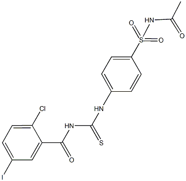 N-acetyl-4-({[(2-chloro-5-iodobenzoyl)amino]carbothioyl}amino)benzenesulfonamide Struktur