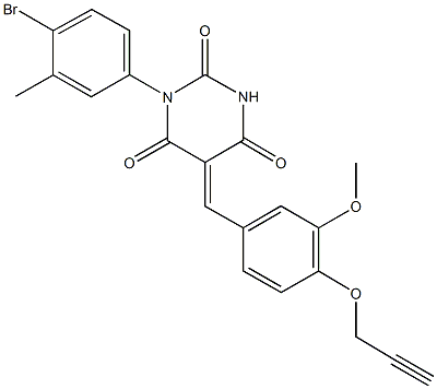 1-(4-bromo-3-methylphenyl)-5-[3-methoxy-4-(2-propynyloxy)benzylidene]-2,4,6(1H,3H,5H)-pyrimidinetrione Struktur