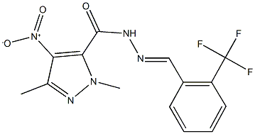 4-nitro-1,3-dimethyl-N'-[2-(trifluoromethyl)benzylidene]-1H-pyrazole-5-carbohydrazide Struktur