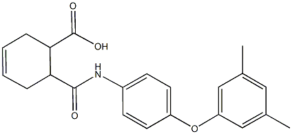 6-{[4-(3,5-dimethylphenoxy)anilino]carbonyl}-3-cyclohexene-1-carboxylic acid Struktur