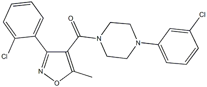 1-(3-chlorophenyl)-4-{[3-(2-chlorophenyl)-5-methyl-4-isoxazolyl]carbonyl}piperazine Struktur