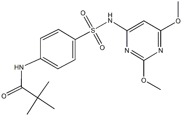 N-(4-{[(2,6-dimethoxy-4-pyrimidinyl)amino]sulfonyl}phenyl)-2,2-dimethylpropanamide Struktur