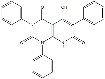 5-hydroxy-1,3,6-triphenylpyrido[2,3-d]pyrimidine-2,4,7(1H,3H,8H)-trione Struktur