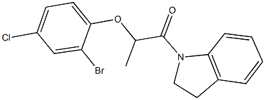 2-bromo-4-chlorophenyl 2-(2,3-dihydro-1H-indol-1-yl)-1-methyl-2-oxoethyl ether Struktur