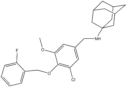 N-(1-adamantyl)-N-{3-chloro-4-[(2-fluorobenzyl)oxy]-5-methoxybenzyl}amine Struktur