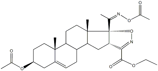 ethyl 2-(acetyloxy)-6b-[N-(acetyloxy)ethanimidoyl]-4a,6a-dimethyl-2,3,4,4a,4b,5,6,6a,6b,9a,10,10a,10b,11-tetradecahydro-1H-naphtho[2',1':4,5]indeno[2,1-d]isoxazole-9-carboxylate Struktur