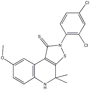 2-(2,4-dichlorophenyl)-8-methoxy-4,4-dimethyl-4,5-dihydroisothiazolo[5,4-c]quinoline-1(2H)-thione Struktur