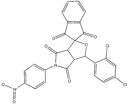 1-(2,4-dichlorophenyl)-5-(4-nitrophenyl)-3a,6a-dihydrosprio[1H-furo[3,4-c]pyrrole-3,2'-(1'H)-indene]-1',3',4,6(2'H,3H,5H)-tetrone Struktur