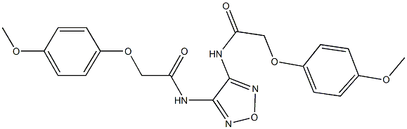 2-(4-methoxyphenoxy)-N-(4-{[(4-methoxyphenoxy)acetyl]amino}-1,2,5-oxadiazol-3-yl)acetamide Struktur