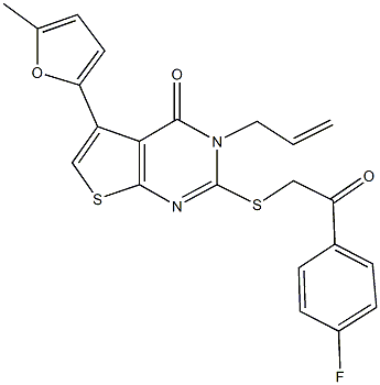 3-allyl-2-{[2-(4-fluorophenyl)-2-oxoethyl]sulfanyl}-5-(5-methyl-2-furyl)thieno[2,3-d]pyrimidin-4(3H)-one Struktur