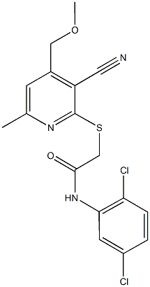 2-{[3-cyano-4-(methoxymethyl)-6-methyl-2-pyridinyl]thio}-N-(2,5-dichlorophenyl)acetamide Struktur