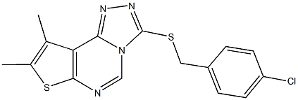 4-chlorobenzyl 8,9-dimethylthieno[3,2-e][1,2,4]triazolo[4,3-c]pyrimidin-3-yl sulfide Struktur