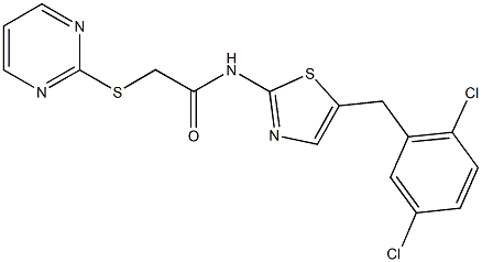 N-[5-(2,5-dichlorobenzyl)-1,3-thiazol-2-yl]-2-(2-pyrimidinylsulfanyl)acetamide Struktur