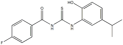 N-(4-fluorobenzoyl)-N'-(2-hydroxy-5-isopropylphenyl)thiourea Struktur