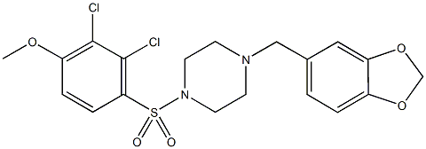 4-{[4-(1,3-benzodioxol-5-ylmethyl)-1-piperazinyl]sulfonyl}-2,3-dichlorophenyl methyl ether Struktur