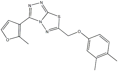 3,4-dimethylphenyl [3-(2-methyl-3-furyl)[1,2,4]triazolo[3,4-b][1,3,4]thiadiazol-6-yl]methyl ether Struktur