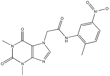 2-(1,3-dimethyl-2,6-dioxo-1,2,3,6-tetrahydro-7H-purin-7-yl)-N-{5-nitro-2-methylphenyl}acetamide Struktur