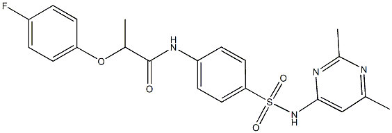 N-(4-{[(2,6-dimethyl-4-pyrimidinyl)amino]sulfonyl}phenyl)-2-(4-fluorophenoxy)propanamide Struktur