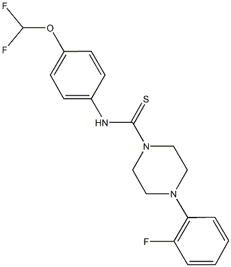 N-[4-(difluoromethoxy)phenyl]-4-(2-fluorophenyl)-1-piperazinecarbothioamide Struktur