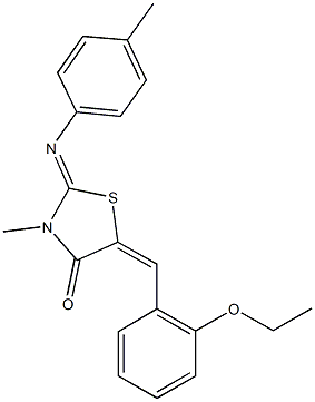 5-(2-ethoxybenzylidene)-3-methyl-2-[(4-methylphenyl)imino]-1,3-thiazolidin-4-one Struktur