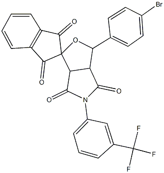 5-(3-trifluoromethylphenyl)-1-(4-bromophenyl)dihydro-1',3',4,6(2'H,3H,5H)-tetraoxospiro(1H-furo[3,4-c]pyrrole-3,2'-[1'H]-indene) Struktur