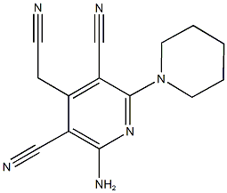 2-amino-4-(cyanomethyl)-6-(1-piperidinyl)-3,5-pyridinedicarbonitrile Struktur