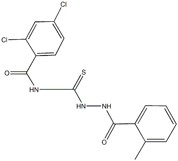 2,4-dichloro-N-{[2-(2-methylbenzoyl)hydrazino]carbothioyl}benzamide Struktur