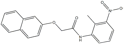 N-{3-nitro-2-methylphenyl}-2-(2-naphthyloxy)acetamide Struktur