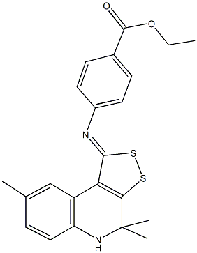 ethyl 4-[(4,4,8-trimethyl-4,5-dihydro-1H-[1,2]dithiolo[3,4-c]quinolin-1-ylidene)amino]benzoate Struktur