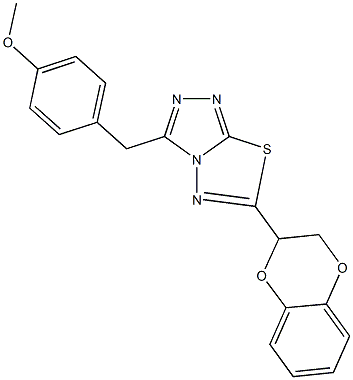 4-{[6-(2,3-dihydro-1,4-benzodioxin-2-yl)[1,2,4]triazolo[3,4-b][1,3,4]thiadiazol-3-yl]methyl}phenyl methyl ether Struktur