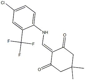 2-{[4-chloro-2-(trifluoromethyl)anilino]methylene}-5,5-dimethyl-1,3-cyclohexanedione Struktur