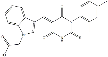 {3-[(1-(2,4-dimethylphenyl)-4,6-dioxo-2-thioxotetrahydro-5(2H)-pyrimidinylidene)methyl]-1H-indol-1-yl}acetic acid Struktur