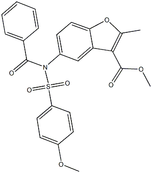 methyl 5-{benzoyl[(4-methoxyphenyl)sulfonyl]amino}-2-methyl-1-benzofuran-3-carboxylate Struktur