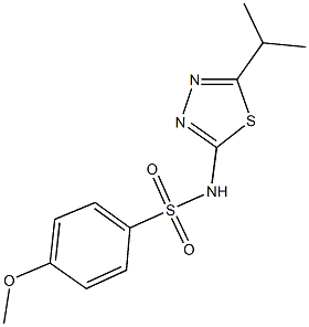 N-(5-isopropyl-1,3,4-thiadiazol-2-yl)-4-methoxybenzenesulfonamide Struktur