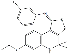 N-(7-ethoxy-4,4-dimethyl-4,5-dihydro-1H-[1,2]dithiolo[3,4-c]quinolin-1-ylidene)-N-(3-fluorophenyl)amine Struktur