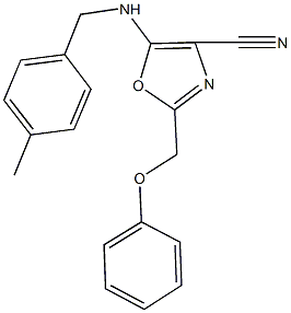 5-[(4-methylbenzyl)amino]-2-(phenoxymethyl)-1,3-oxazole-4-carbonitrile Struktur