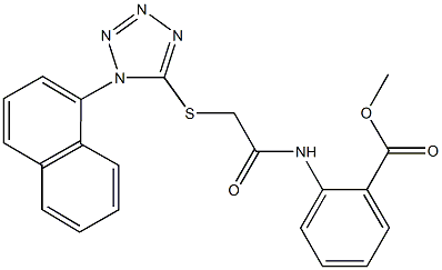 methyl 2-[({[1-(1-naphthyl)-1H-tetraazol-5-yl]sulfanyl}acetyl)amino]benzoate Struktur